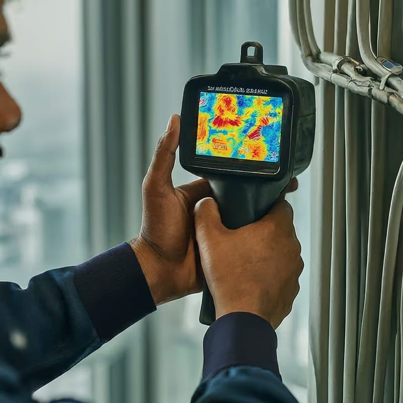 Cloud Comfort HVAC maintenance technician inspecting an HVAC system